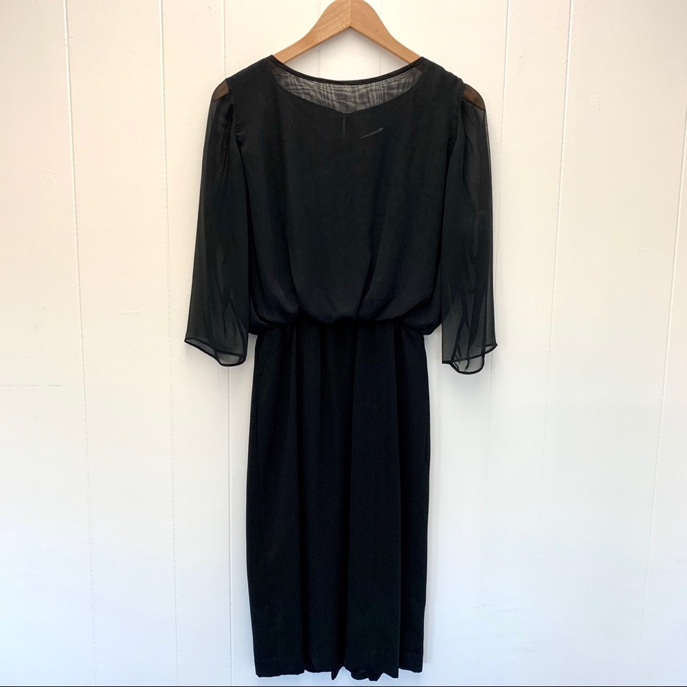 b Michael black sheer overlay midi dress 8